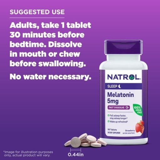 Natrol Melatonin Fast Tablets Sleep Aid Supplement Strawberry 5mg mau moi