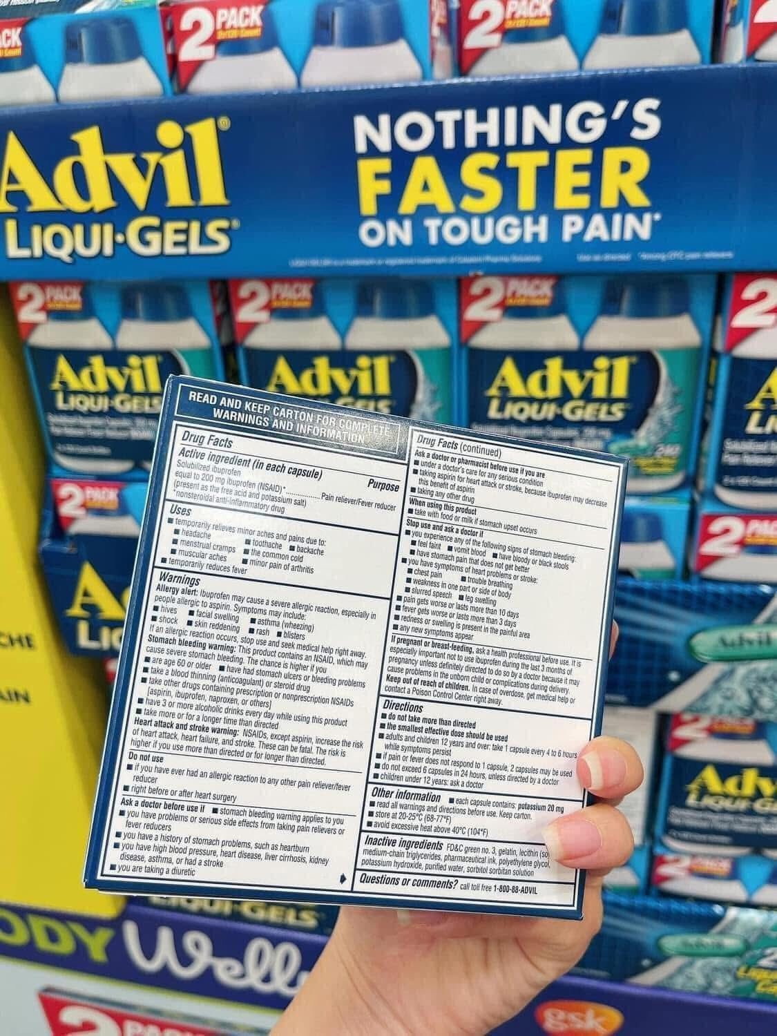 Viên nang hỗ trợ giảm đau hạ sốt Advil Liqui-Gels 200mg ibuprofen - Ảnh 3