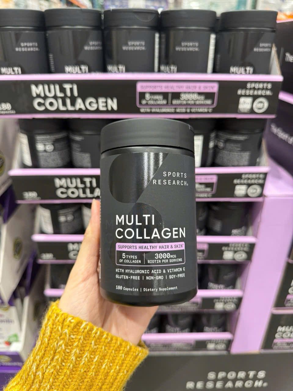 Viên uống Sports Research Multi Collagen hỗ trợ tóc da móng